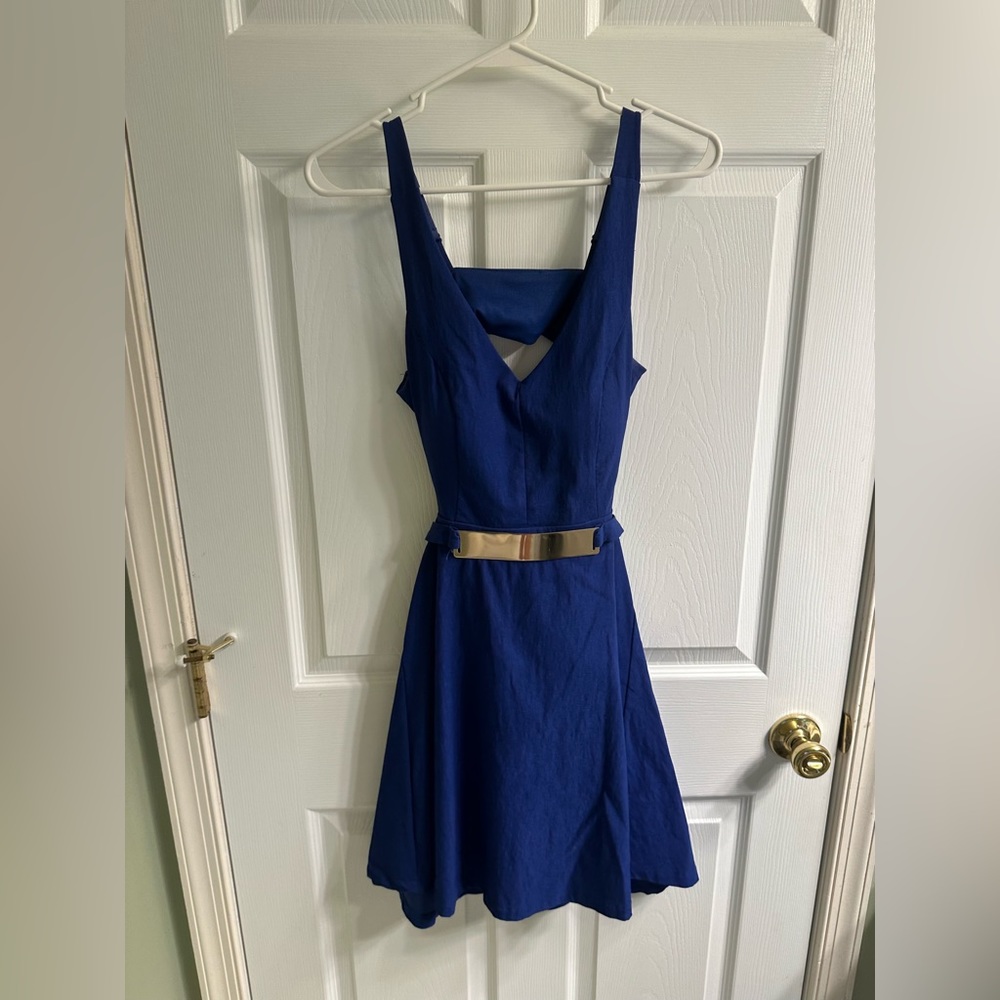 Blue Open Back Cocktail Dress